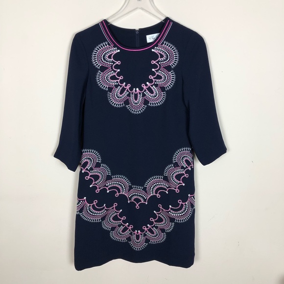 Eliza J. Blue Paisley Embroidered Shift Dress - Picture 2 of 8
